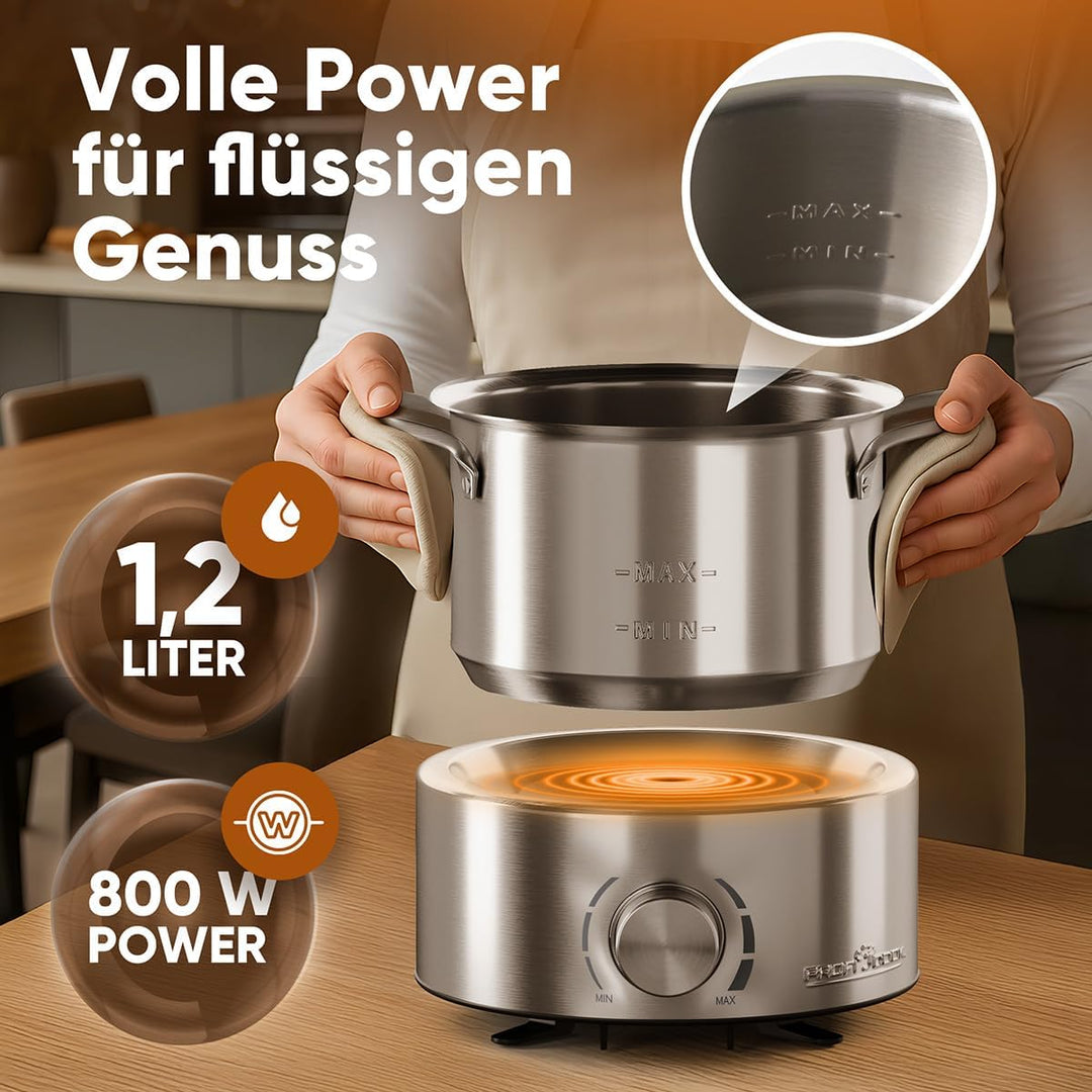 ProfiCook® Fondue elektrisch | für Öl-Fondue, Schokofondue und Käsefondue | inkl. 8 Fonduegabeln | 1