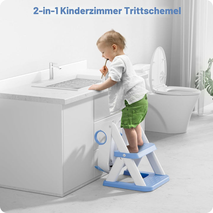 Toilettenleiter für Kinder, Upgraded Kindertoilette für Jungen und Mädchen, 2 in 1 Kind Toilettensit