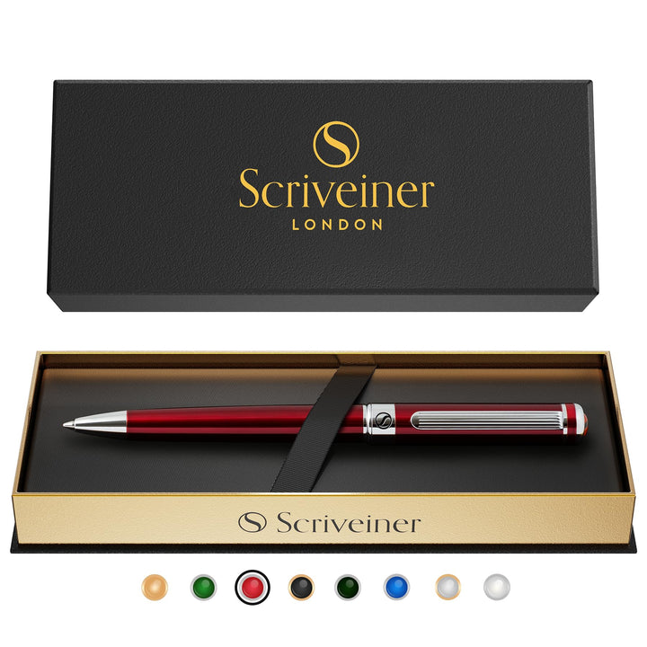 Scriveiner Kugelschreiber Deep Crimson Red - Hochwertiger Design Kugelschreiber in Purpurrot mit Chr