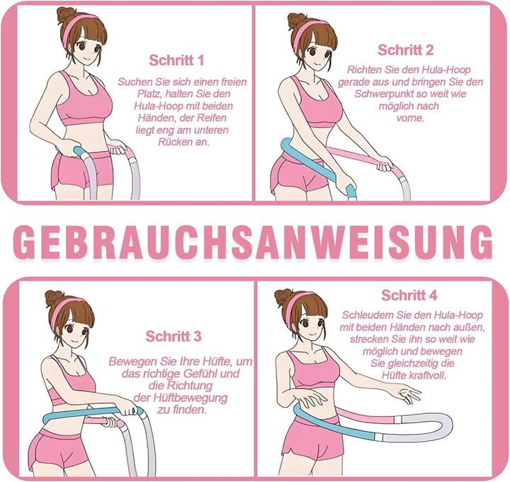 Hula Hoop Reifen Erwachsene, Weicher Hoola Hoop zum Abnehmen mit Federkern & Sicherheitsseil, Komfor