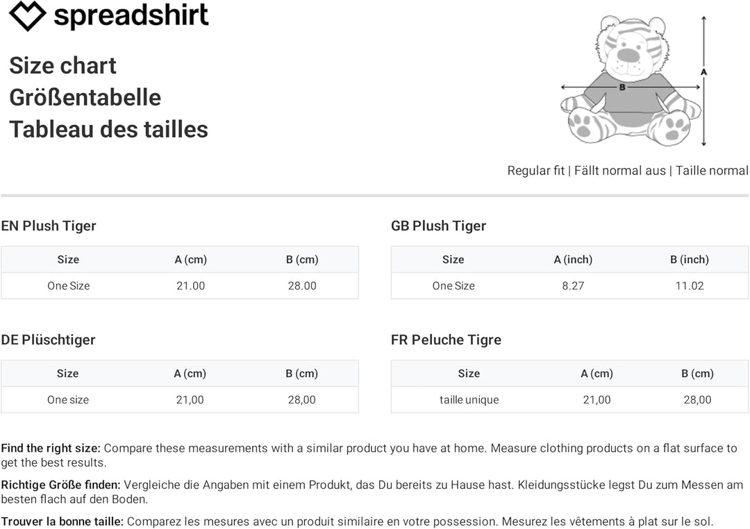 Spreadshirt Tiger Kuscheltier Selbst Gestalten Mit Foto Oder Text | Plüschtier Personalisiert Plüsch