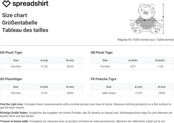 Spreadshirt Tiger Kuscheltier Selbst Gestalten Mit Foto Oder Text | Plüschtier Personalisiert Plüsch