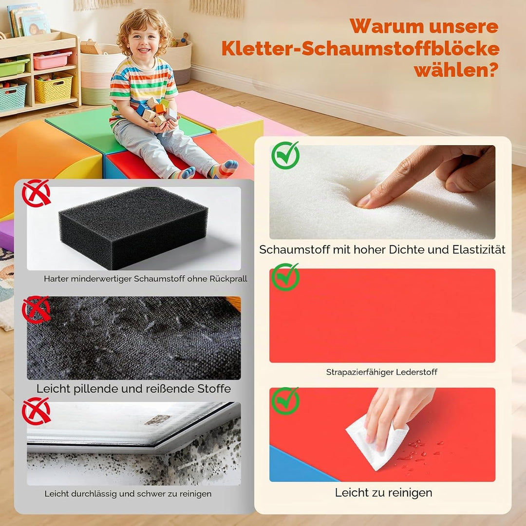 6er Schaumstoffbausteine Kinder | EPE Softbausteine | Motorikspielzeug Krabbellandschaft | Kletterba