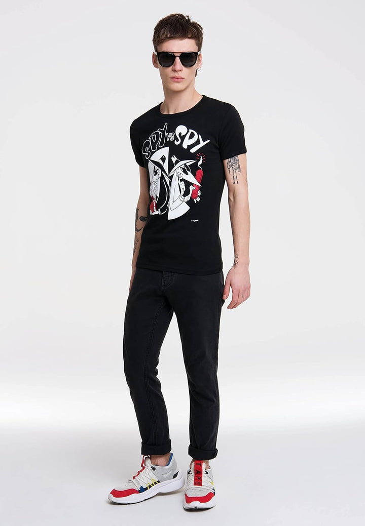 Logoshirt® Mad Comics Agenten Spy vs Spy T-Shirt I Unisex I Slimtfit I schwarz kurzärmlig Rundhalskr