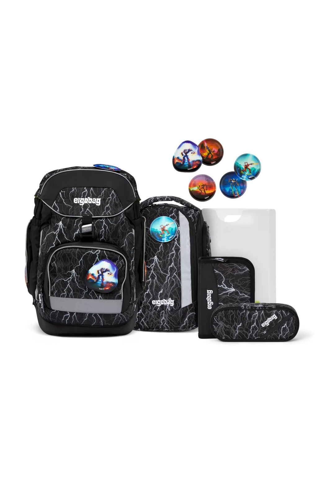 ergobag pack Set ergonomischer Schulrucksack Flexibel 6-teilig 1. Klasse Grundschule Super Reflektbä
