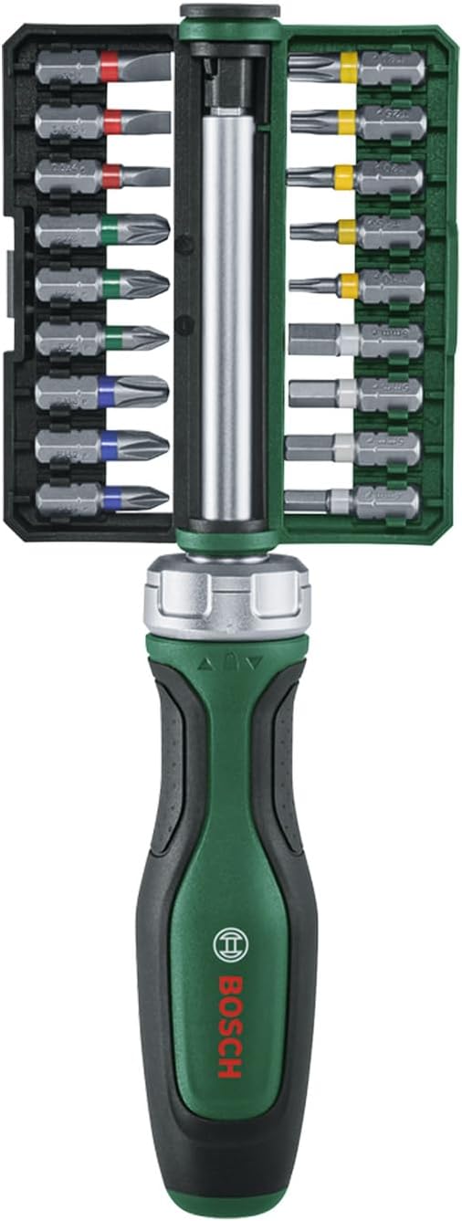 Bosch Bit-Ratschenschraubendreher Set, 19-tlg. (Ratschenschraubendreher mit hohem Drehmoment bis 36