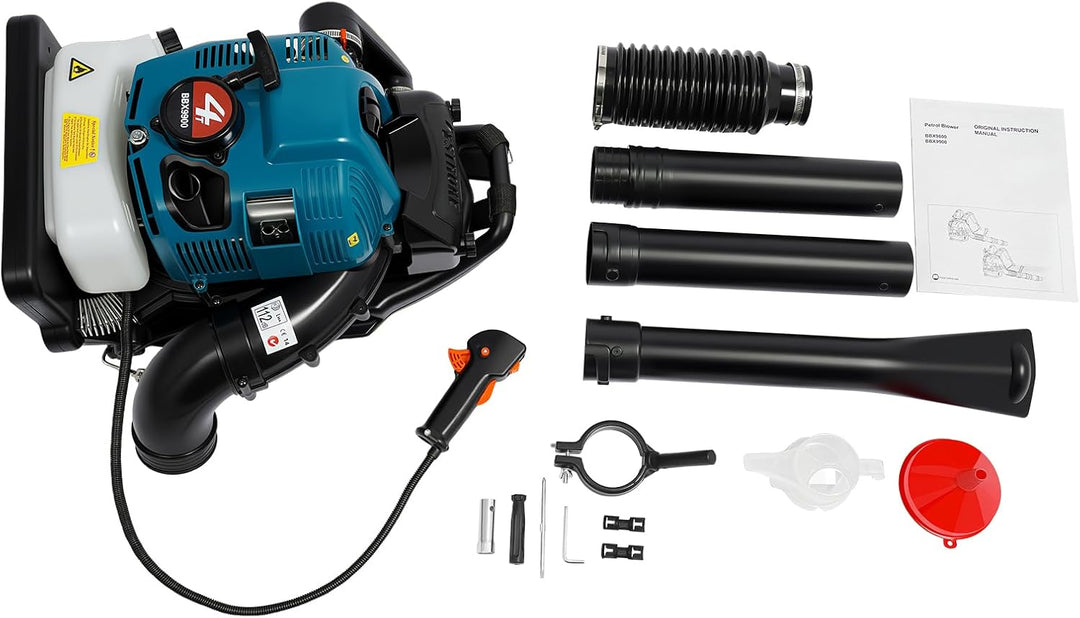 Benzin Laubsauger 75.6CC 4-Takt Rucksack Laubbläser 2600W Leistungsstark Rückenlaubbläser, Rückentra