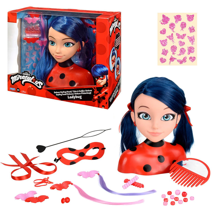 Bandai – Miraculous Ladybug – Miraculous Deluxe Frisierkopf, 21 cm – Marinette-Frisierkopf + 30 Acce