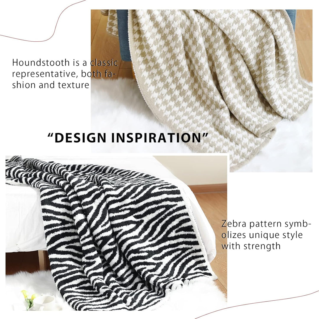 LumiSyne Fleecedecke Klassischer Einfach Stil Hahnentritt Zebra Muster Kuscheldecke Weich Überwurfde