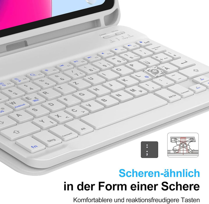 SENGBIRCH Hülle mit Tastatur für ipad 10 Generation - QWERTZ Layout Bluetooth Tastatur, Kabellose Ab