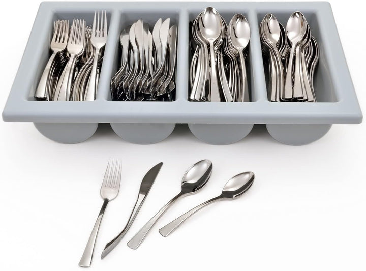 GRÄWE Tafelbesteck 200 teilig für 50 Personen, Besteck aus Kunststoff inkl. Gastrokasten - wiederver