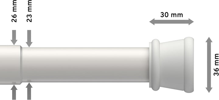 INTERDECO Spannstangen Weiss ausdrehbare Klemmstangen mit Gummistopfen 26/23 mm Ø Tensofix, 125-220