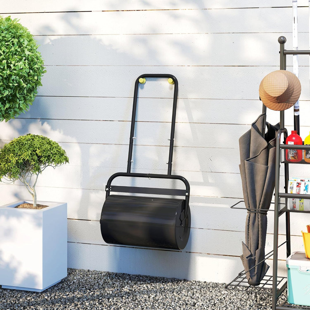 Outsunny Rasenwalze Gartenwalze befüllbar mit Wasser oder Sand, 50cm Breite Handwalze mit U-Griff, 3