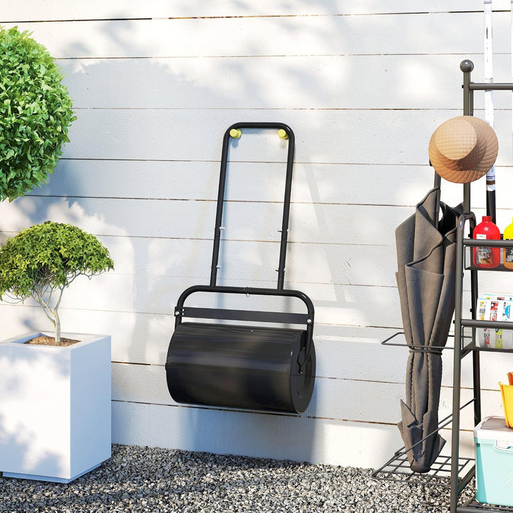 Outsunny Rasenwalze Gartenwalze befüllbar mit Wasser oder Sand, 50cm Breite Handwalze mit U-Griff, 3
