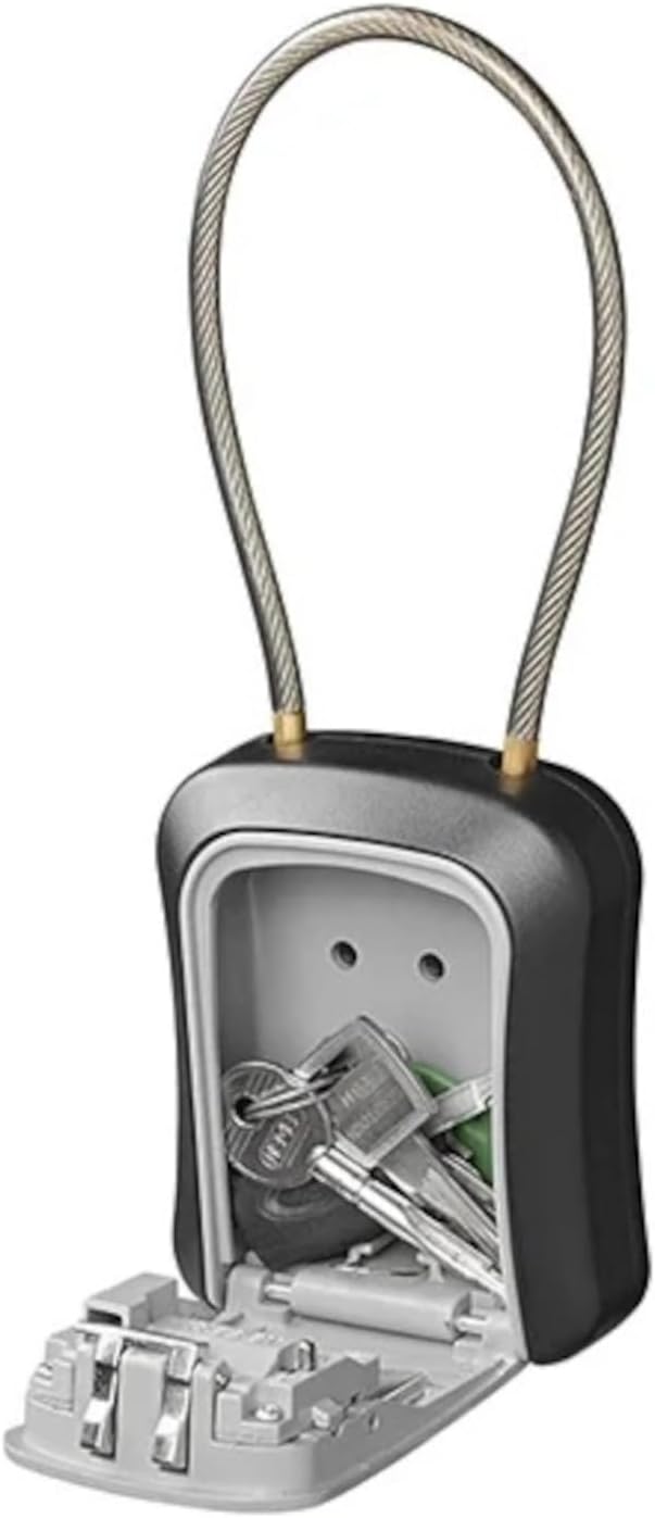 ProPlus Schlüsselkasten Schlüsseltresor aussen Schlüsselsafe Zahlenschloss mit Stahldraht, 11,5 x 9,