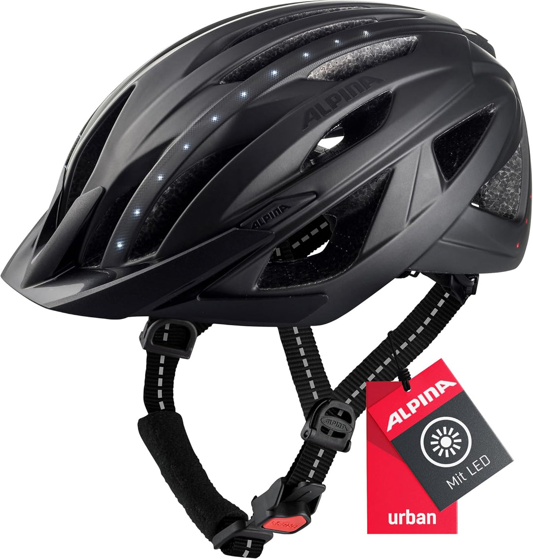 ALPINA HAGA LED - Stossabsorbierender, Beleuchteter & Optimal Anpassbarer Fahrradhelm Mit Integriert