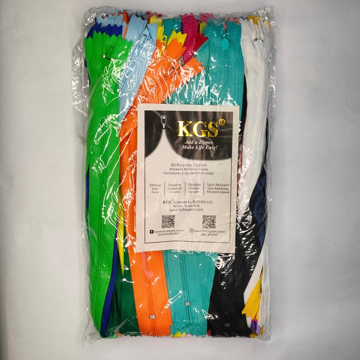 KGS Nylon-Reissverschluss zum Nähen und Basteln | Mehrfarbige Reissverschlüsse für Taschen, Beutel,