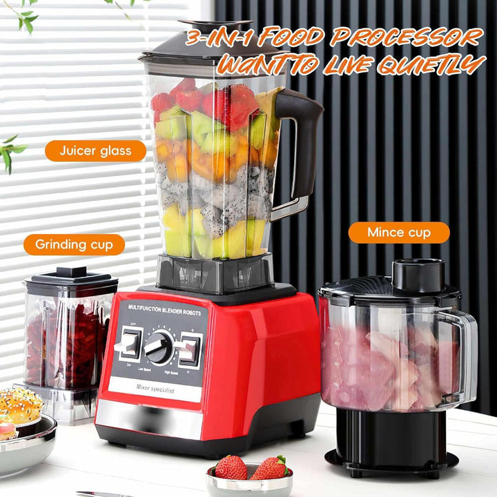 1500W Standmixer, 3-in-1 Hochleistungsmixer mit 2.5L+1.5L+0.5L Container, 15 Geschwindigkeiten, Auto