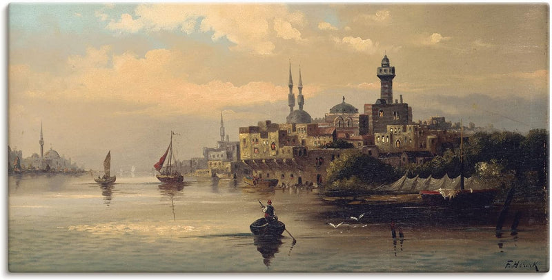 ARTland Leinwandbilder Wandbild Bild auf Leinwand 100x50 cm Wanddeko Türkei Istanbul Fluss Boot Kauf