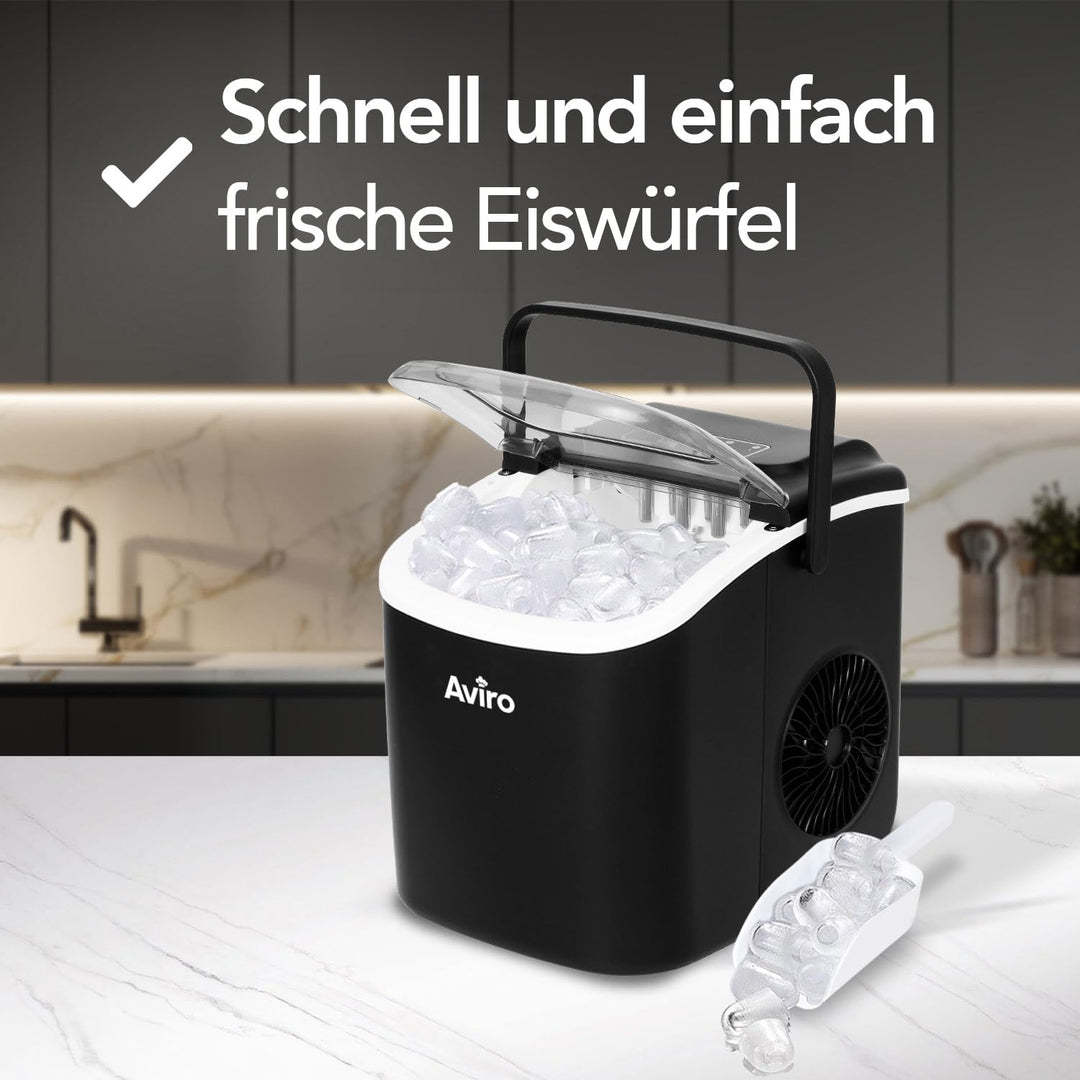 Eiswürfelmaschine - 1,3L - Mit Eisschaufel - Selbstreinigungsfunktion - 12KG / 24U - 9 Würfel / 6 Mi