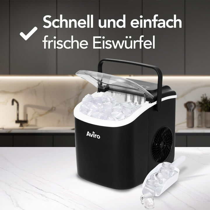 Eiswürfelmaschine - 1,3L - Mit Eisschaufel - Selbstreinigungsfunktion - 12KG / 24U - 9 Würfel / 6 Mi