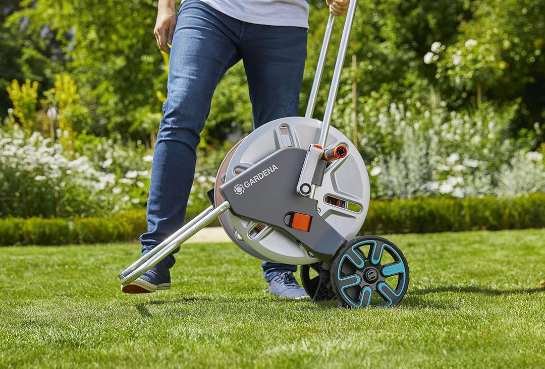 Gardena CleverRoll L Easy Metall: Grosser Schlauchwagen bis zu 100 m Kapazität, besonders standfest,
