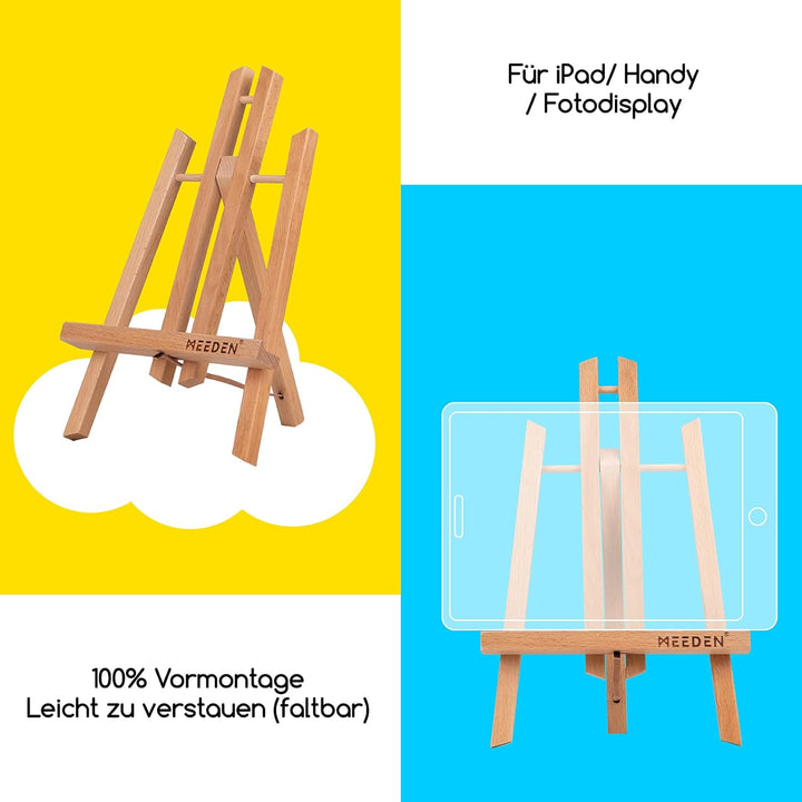 MEEDEN 3 Stück Tischstaffelei Holz, 50 cm Display Staffeleien, Kinder Staffelei Tisch, Bild Ständer