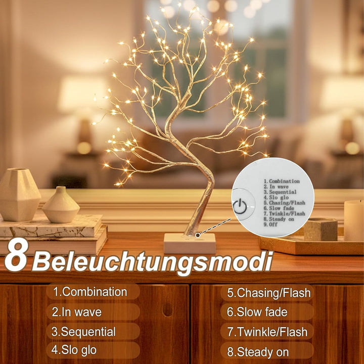 DELICHTER Lichterbaum Lichterzweige für Innenbereich 108 Warmweiss LEDs Bäumchen, Bonsai Licht Deko