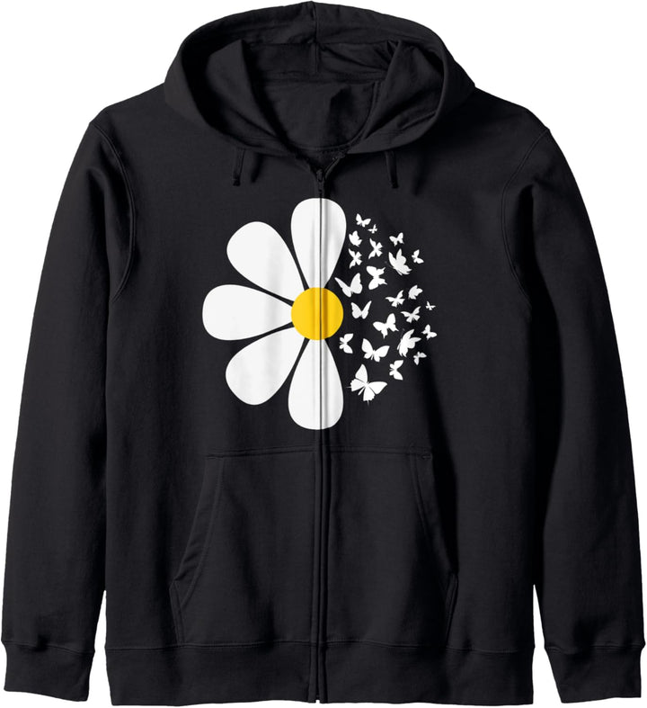 Gänseblümchen, Schmetterlinge, Frühlingsgarten Kapuzenjacke