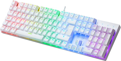 Mars Gaming MK422 Weiss, Mechanische Gaming Tastatur RGB, Antighosting, Mechanischer Switch Blau, Po