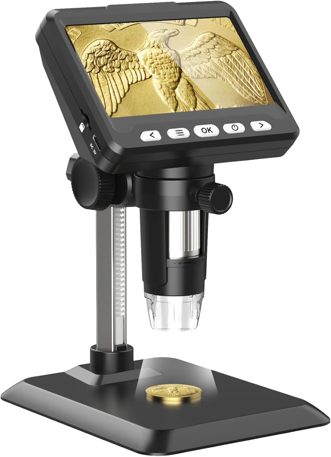 Ashfly Mikroskop, LCD Digital Mikroskop 500X 4,3-Zoll 1080P USB Mikroskop mit 8 einstellbaren LED Li