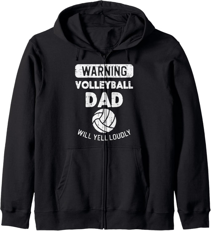 Warnung Volleyball Dad Yell Lustig Sport Fan Papa Männer Kapuzenjacke