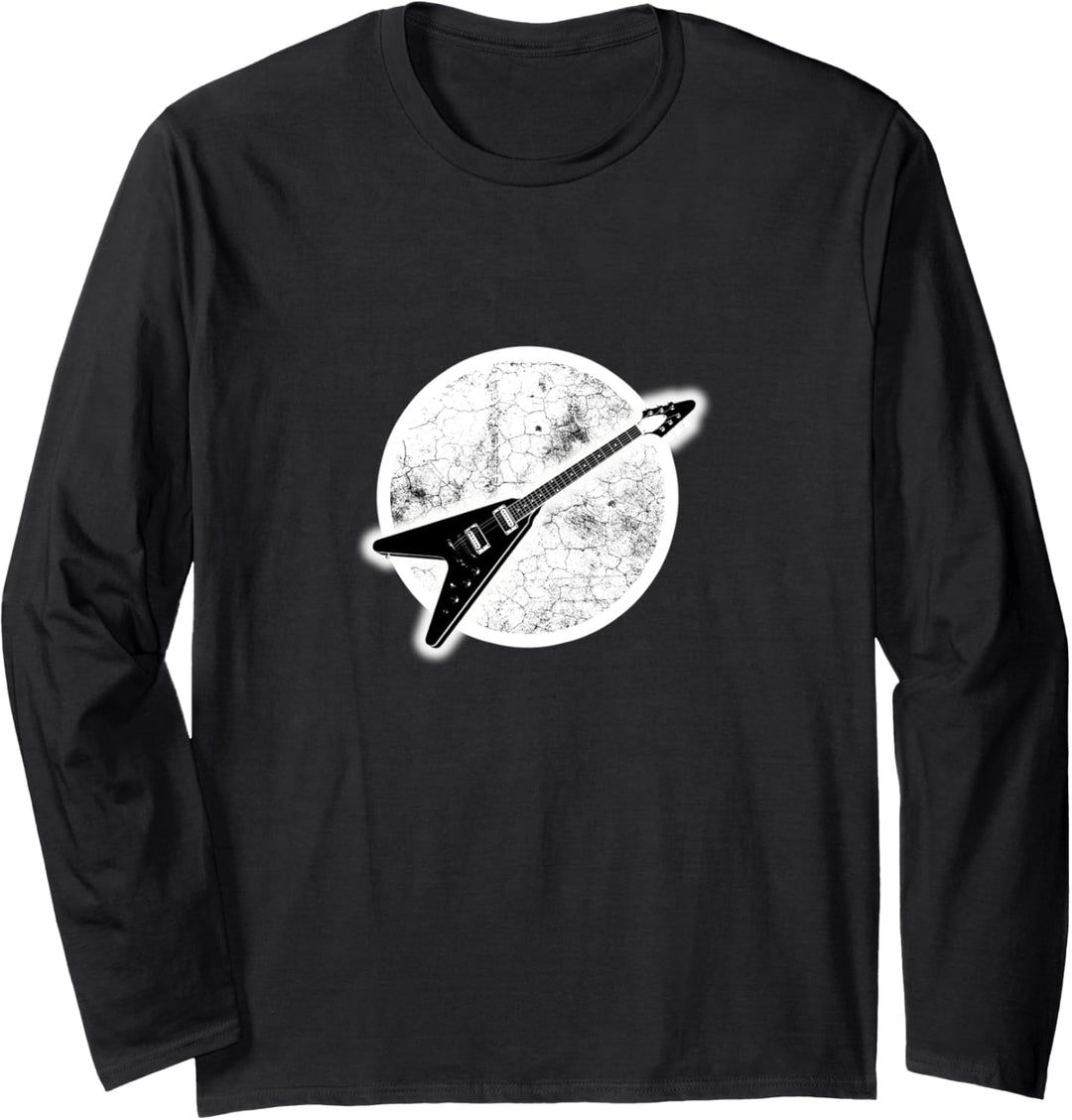 Flying V Guitar Hard Rock Heavy Metal Grunge Stoner Musik Langarmshirt