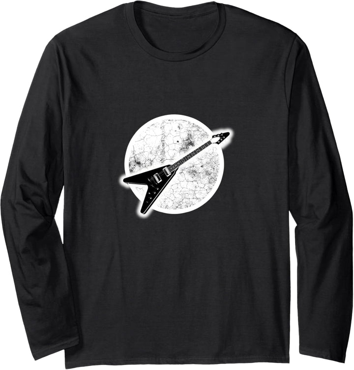 Flying V Guitar Hard Rock Heavy Metal Grunge Stoner Musik Langarmshirt