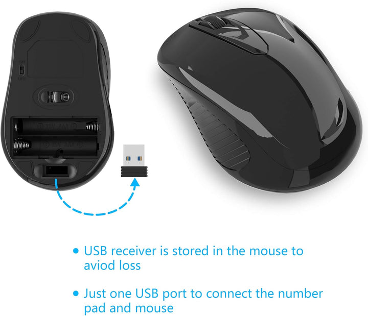 Kabellose Nummernblock und Maus Kombination, Yeemie Pro 2.4G tragbarer, ultraflacher USB-Ziffernbloc