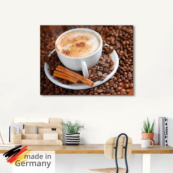 ARTland Glasbilder Wandbild Glas Bild einteilig 50x50 cm Quadratisch Kaffee Cafe Coffee Cappuccino K