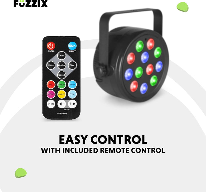 Fuzzix PLF12 - LED Par Strahler - 12x 2 Watt LEDs - Discolicht Partylicht, RGB Strahler mit Fernbedi