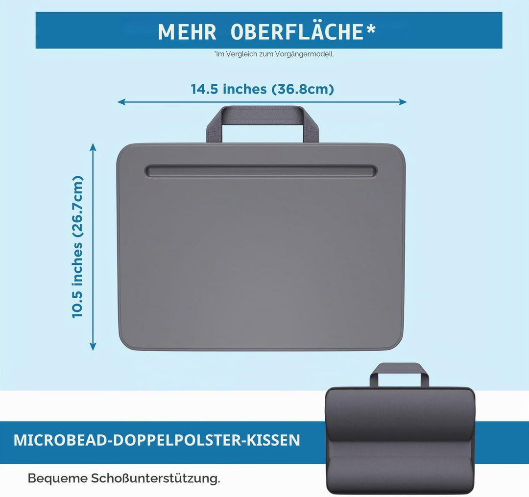 LAPGEAR 43105 Kompakter Schossschreibtisch, für Laptops bis zu 38,1 cm (15 Zoll), Anthrazit Single U