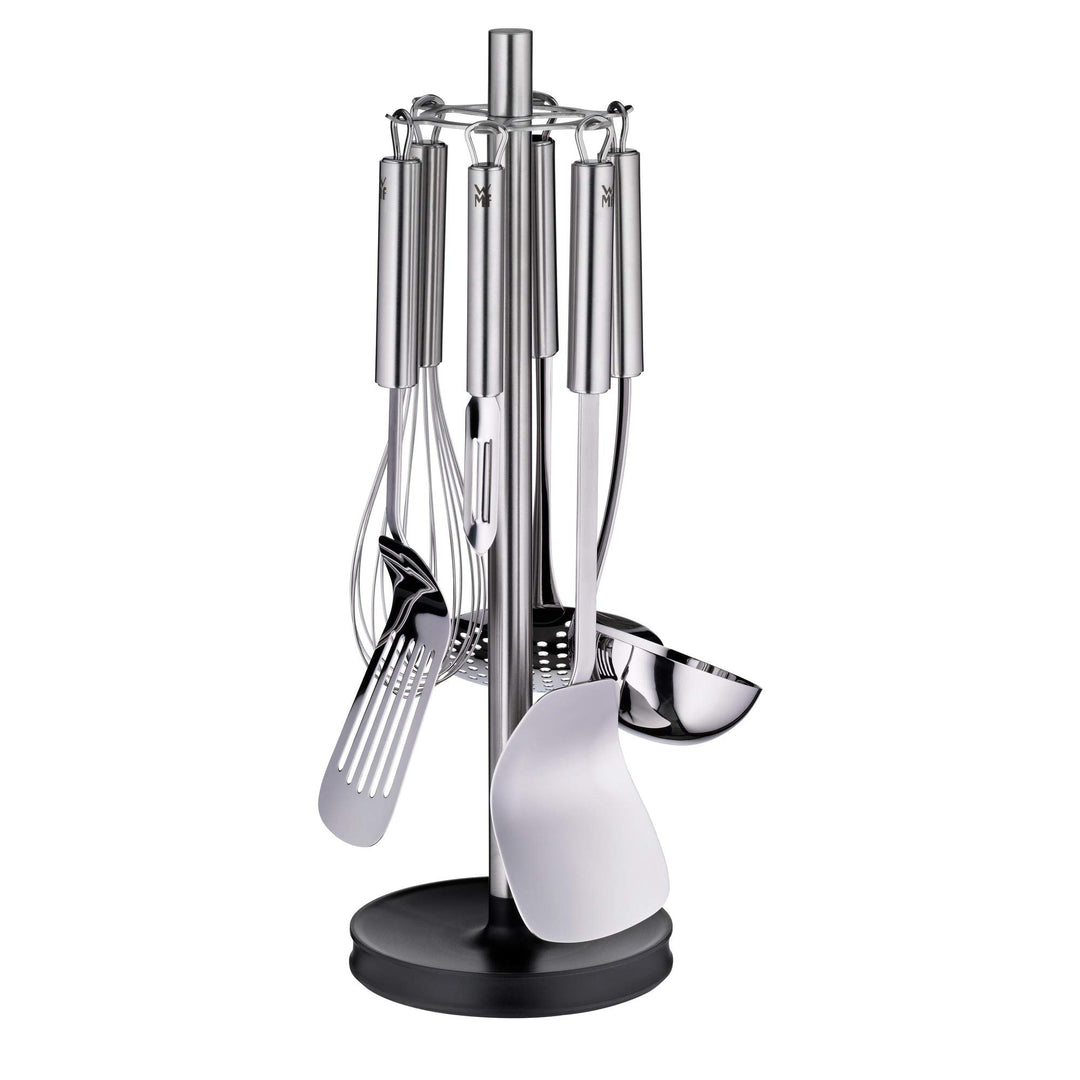 WMF Profi Plus Küchenhelfer Set 7-teilig, Ständer mit 6 Helfern, Schöpflöffel, Schaumlöffel, Wokwend