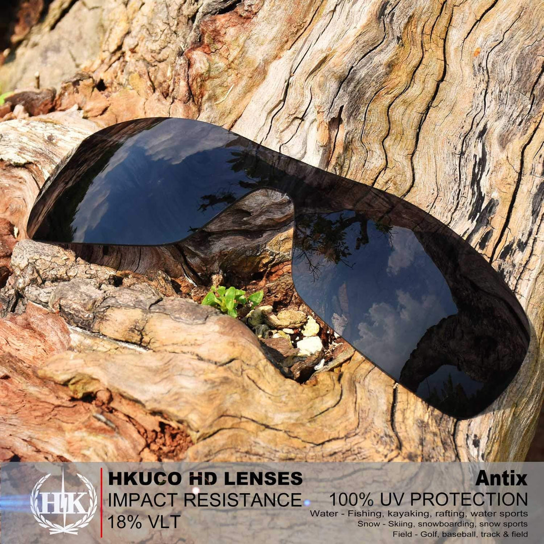 HKUCO Plus Mens Replacement Lenses For Oakley Antix Sunglasses Black Polarized