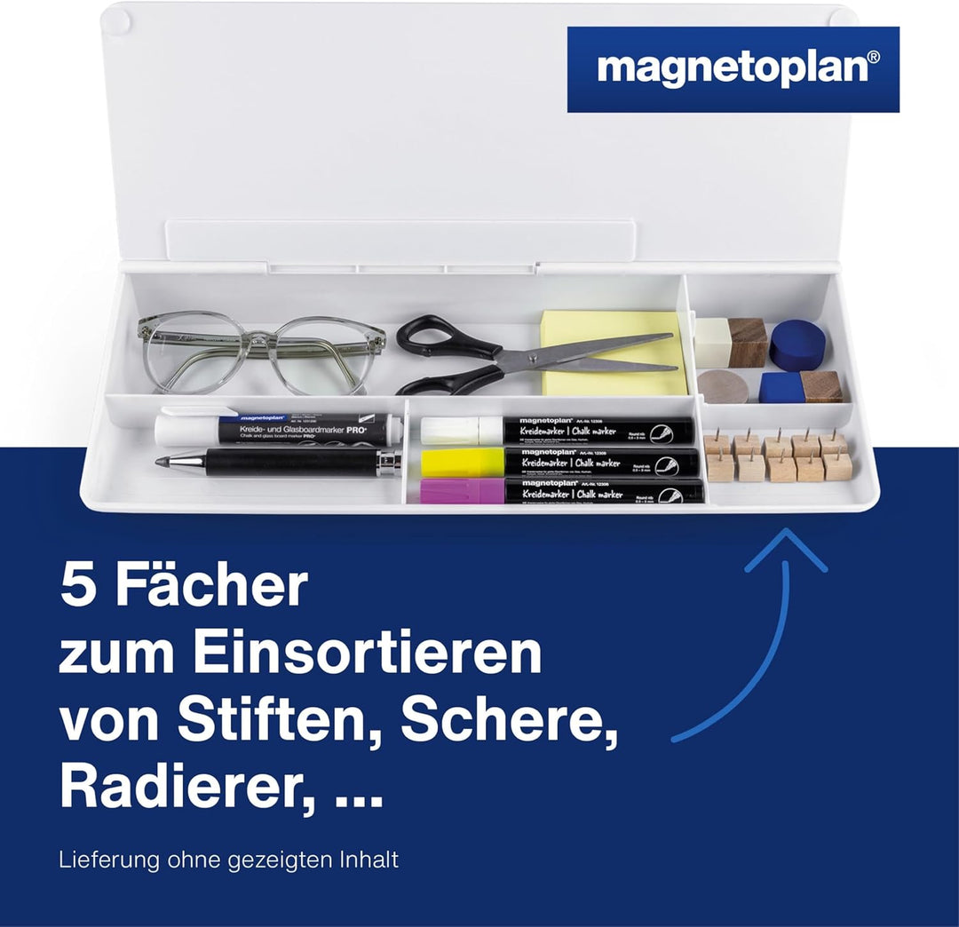magnetoplan Glasboard Desk Organizer | Schreibtisch Organizer Whiteboard für kurze Notizen | Aus wei
