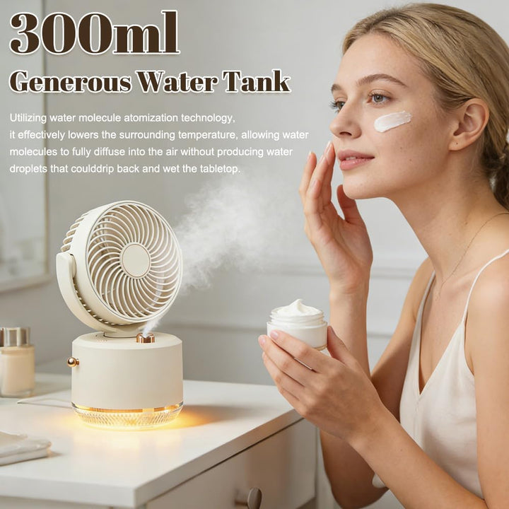 Tischventilator mit Wasserkühlung, ZOYDP Mini Ventilator mit Kühlen Nebel, Tischventilatoren mit 3 G