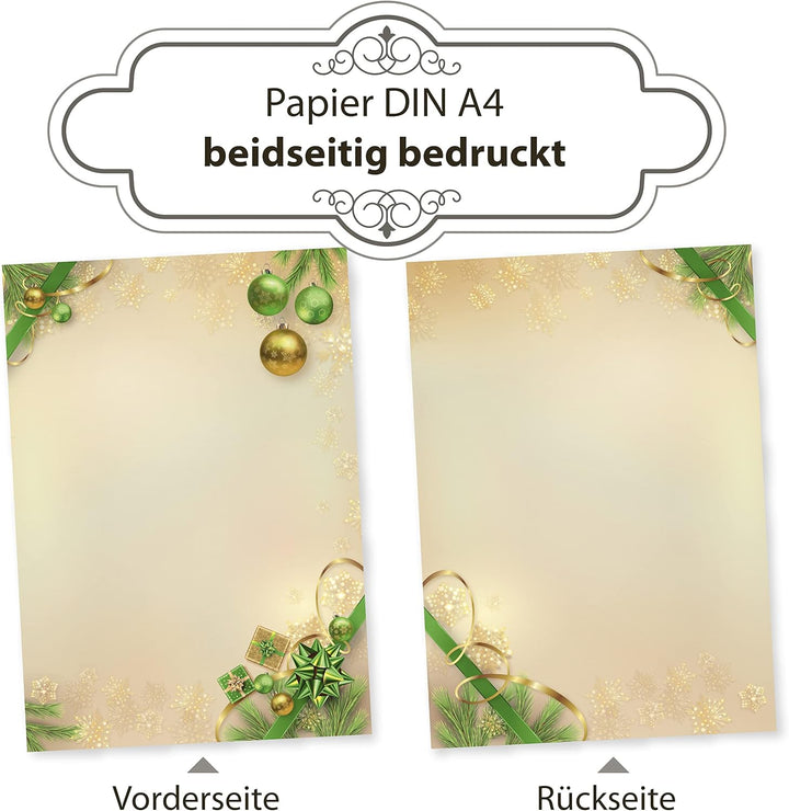 Chalet Noel 250 Sets Weihnachtsbriefpapier mit Fensterumschlag, Briefpapier Weihnachten A4 mit Umsch