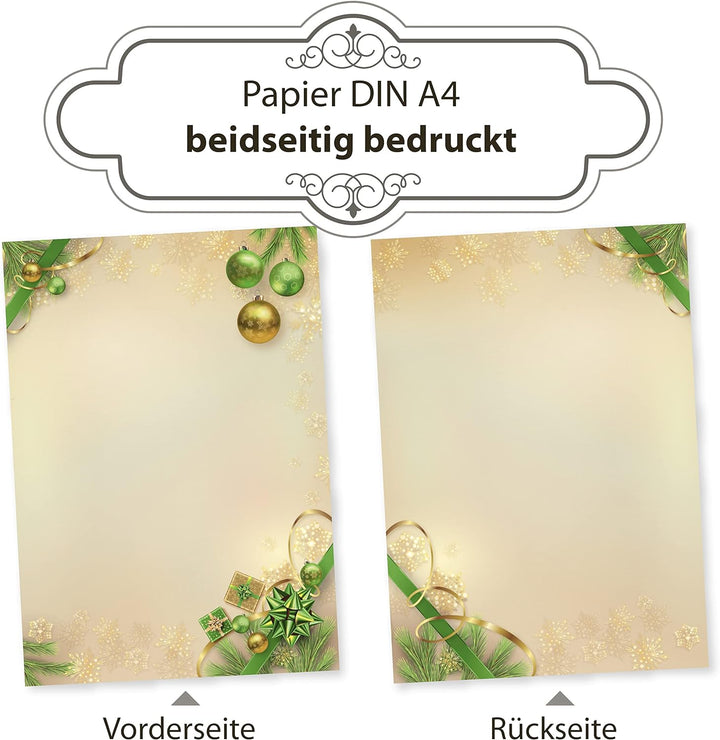 Chalet Noel 500 Sets Weihnachtsbriefpapier mit Umschlag ohne Fenster Weihnachtspapier A4 Briefpapier