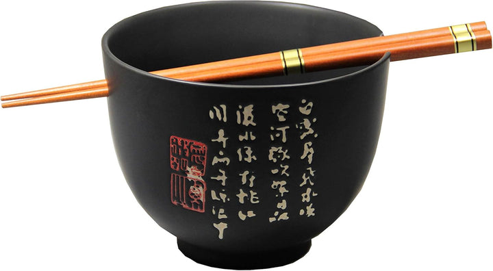 [ ZEIT SCHWARZ ] Soba Bowl/Suppen-/Nudel-/Reisschale + 1 Paar Essstäbchen