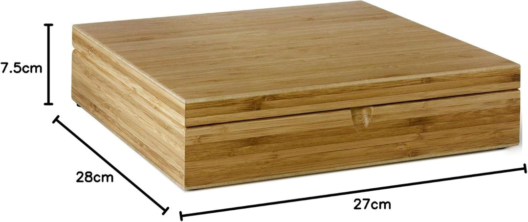 Bredemeijer grosse helle Holz Teebeutel-Kiste mit 12 Fächer ohne Sichtfenster 30 cm lang