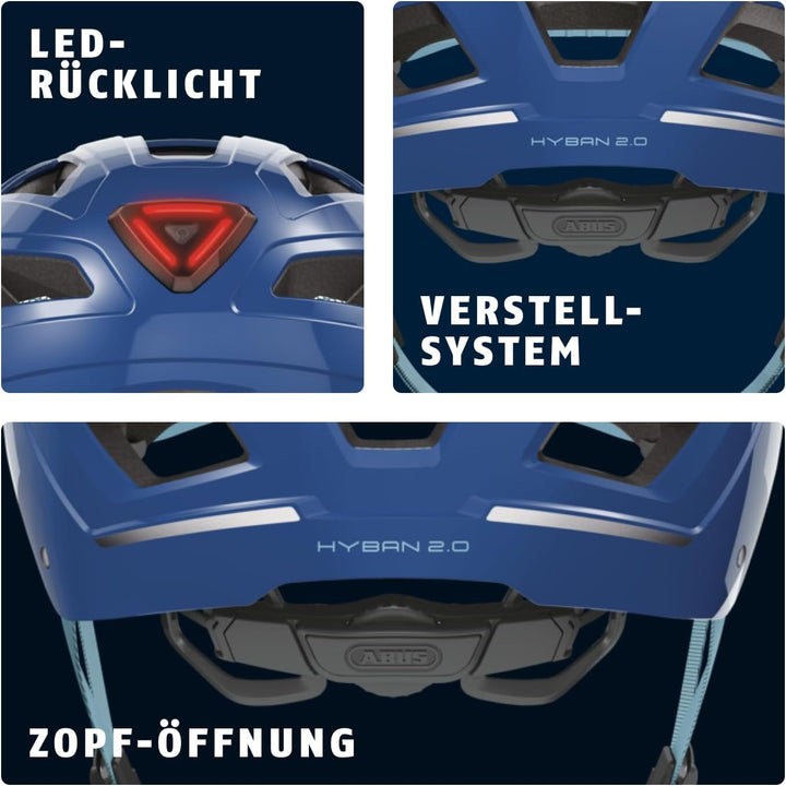 ABUS Stadthelm Hyban 2.0 - Fahrradhelm mit Rücklicht, ABS-Hartschale, guter Passform - für Damen und