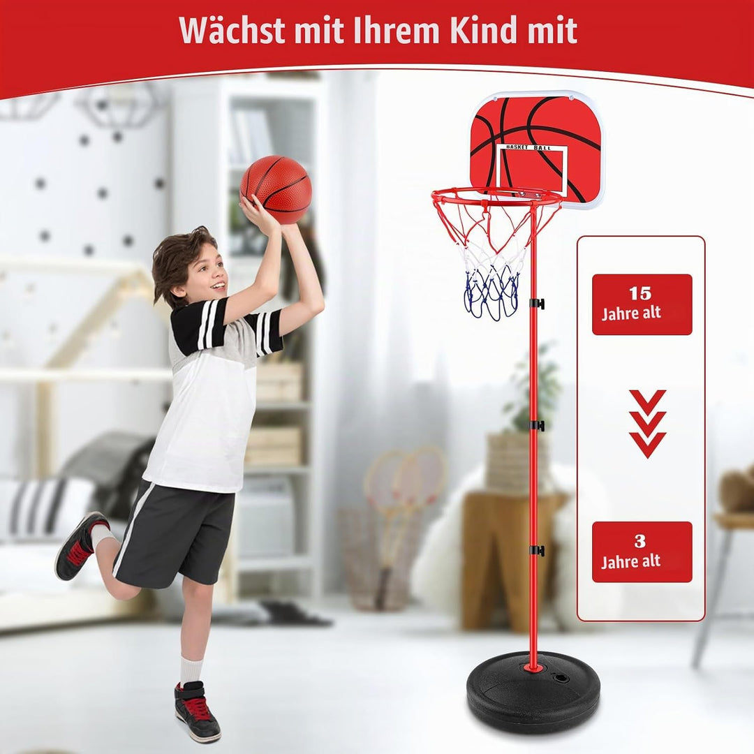 Basketballkorb Kinder, Basketball Korb mit Ständer, Basketballständer Höhenverstellbarer 60-150cm, M