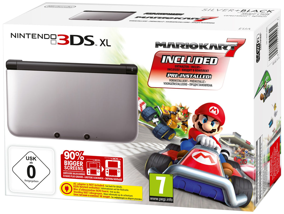 Nintendo 3DS XL - Konsole Silber/Schwarz inkl. Mario Kart 7, Silber/Schwarz inkl. Mario Kart 7