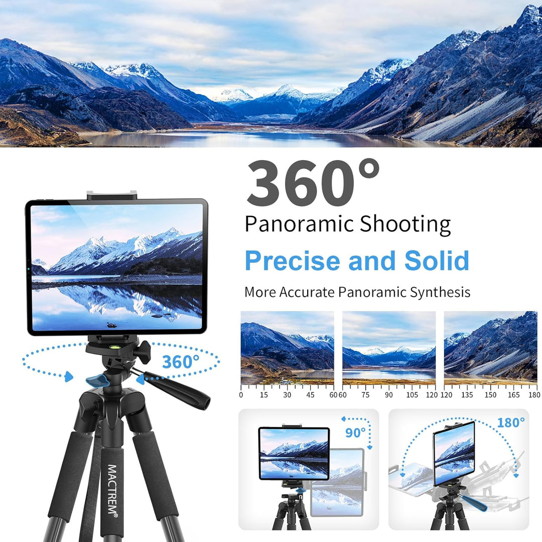 Handy Stativ, Upgrade 165cm / 65" Kamera Stativ für Smartphone iPad, 360° Drehung Tragbar Tripod mit